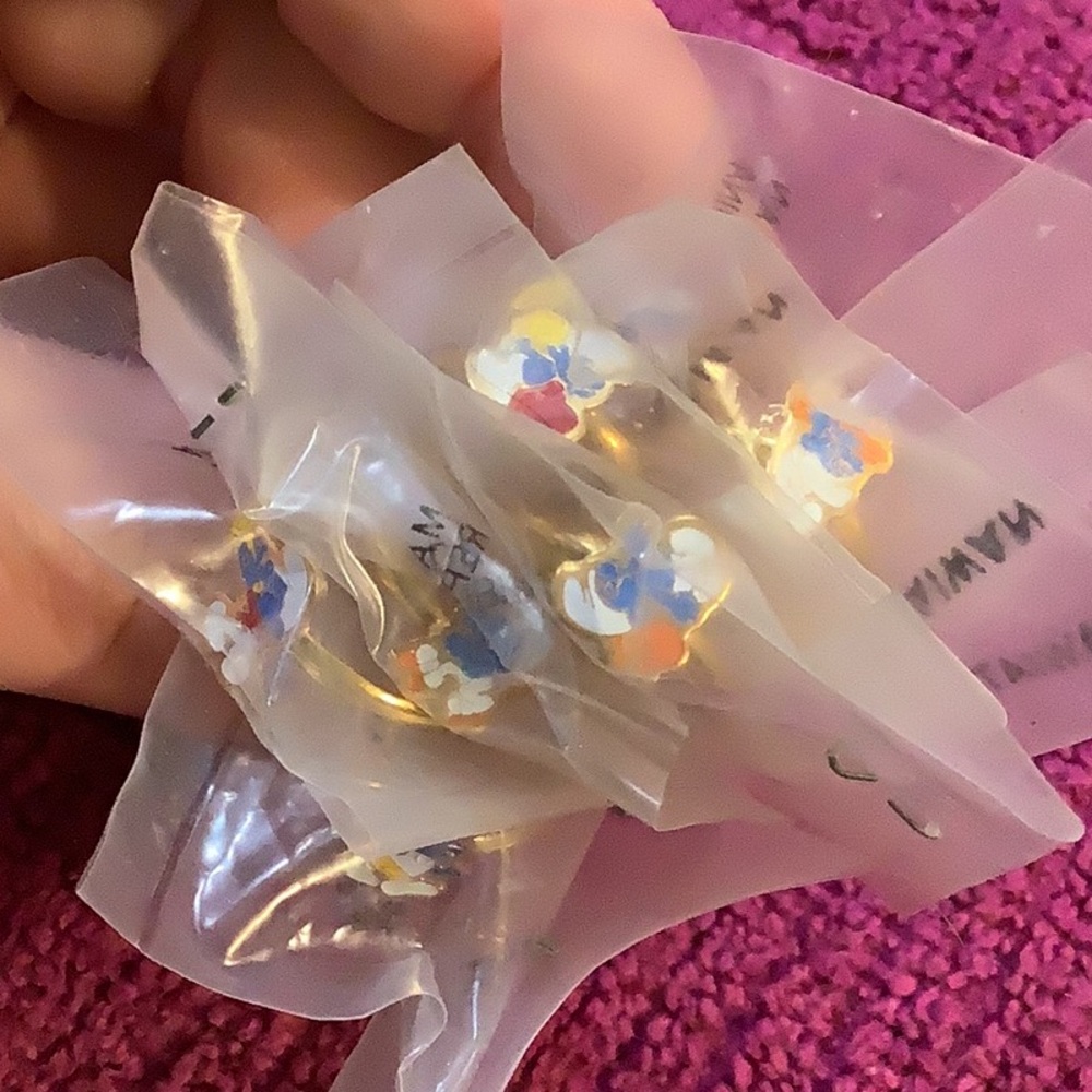 Smurf Ring Set of 7 Kids Goldtone